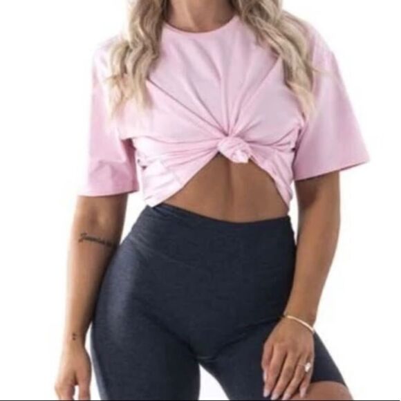 Isla Movement Tops - ISLA MOVEMENT Pink Jill Crop Workout Tee
